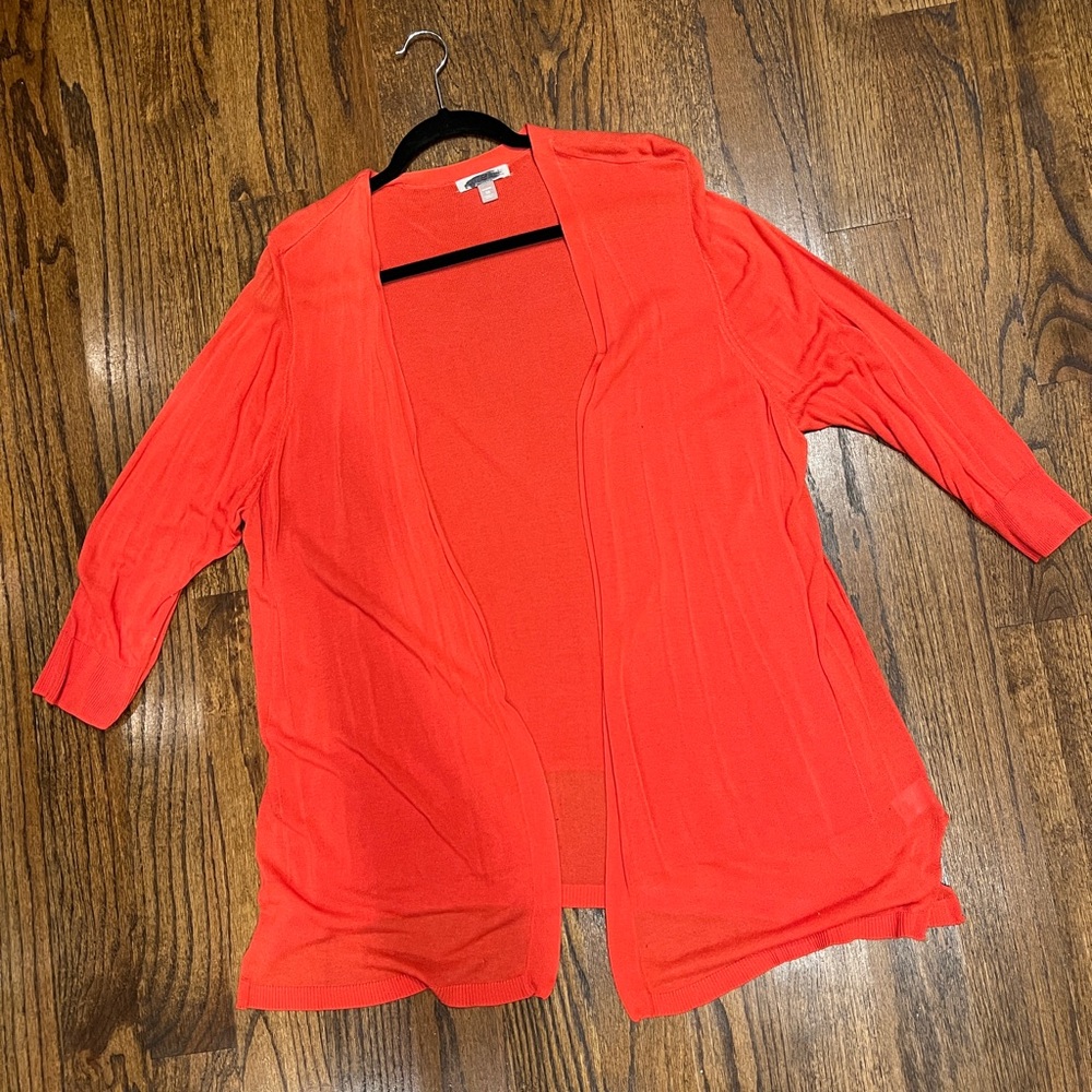 Roz & Ali Orange Coral Cardigan Sweater Sz 3x